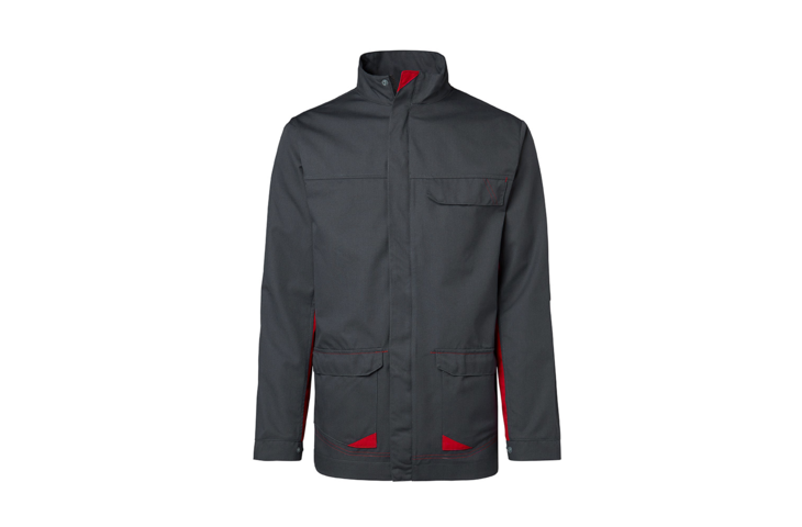 Grey and red Epitech bomber jacket