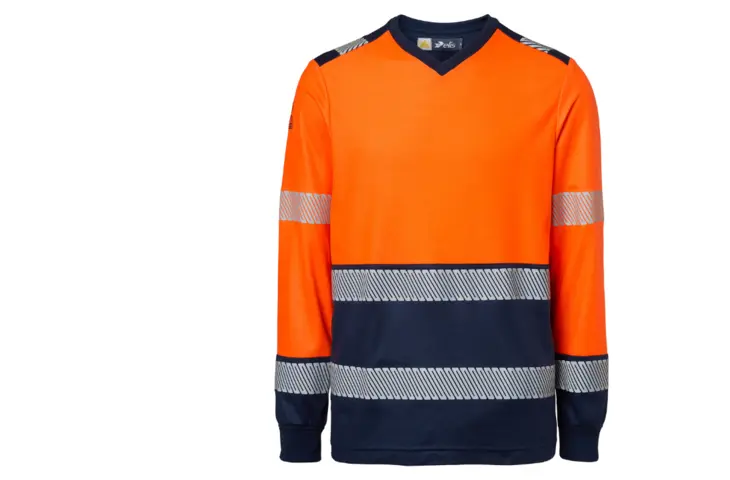 t-shirt HV fluo orange oranje marine manche longue lange mouwen