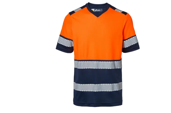 t-shirt HV fluo orange oranje strepen bande retro