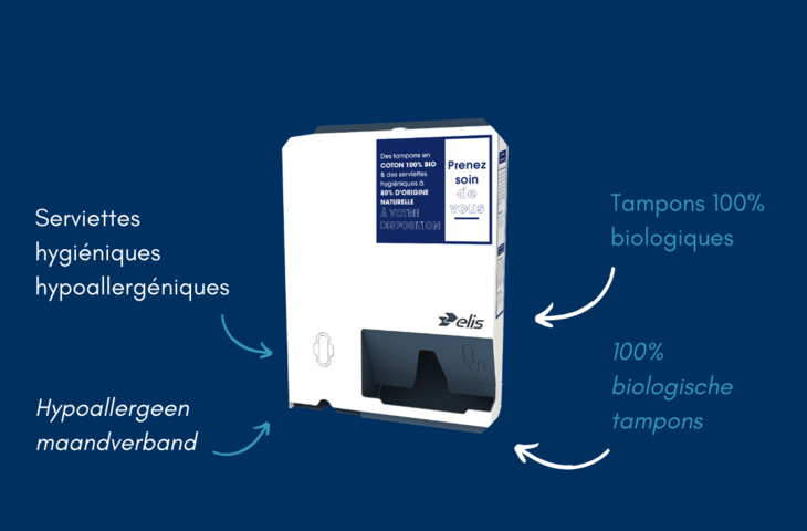 Ladybox maandverband dispenser tampon automaat werk entreprise distributeur tampons bandes hygiénièque menstruel