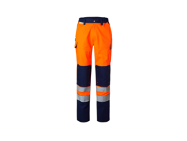 Orange and navy blue trousers
