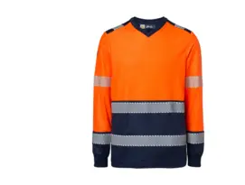 t-shirt HV fluo orange oranje marine manche longue lange mouwen