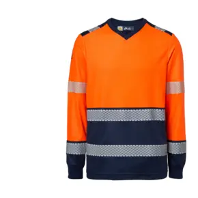 t-shirt HV fluo orange oranje marine manche longue lange mouwen
